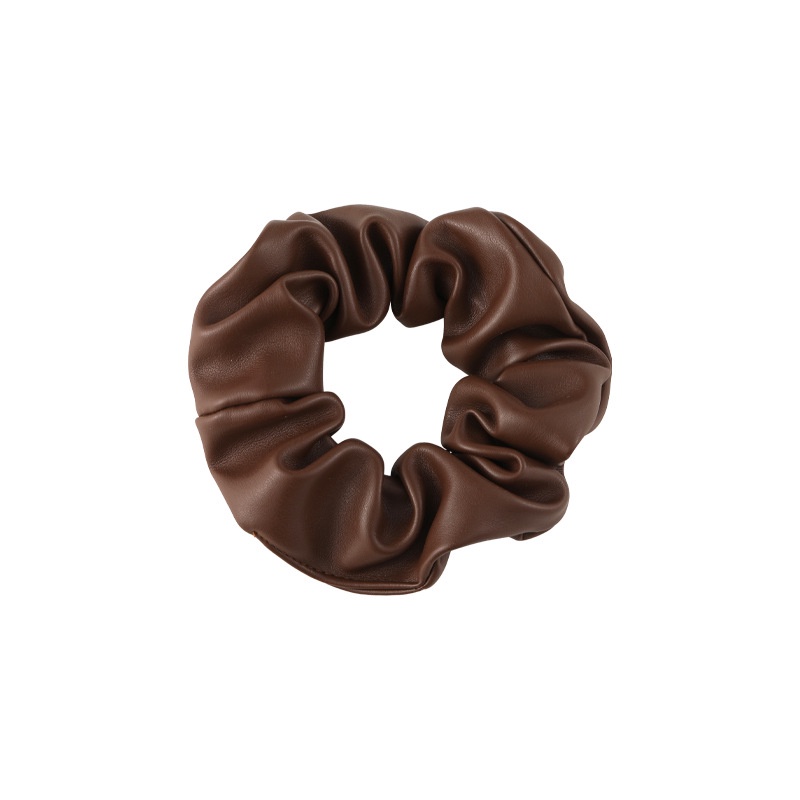 (0701) Chun Buộc Tóc Scrunchies Da Pu Cổ Điển Hàn Quốc