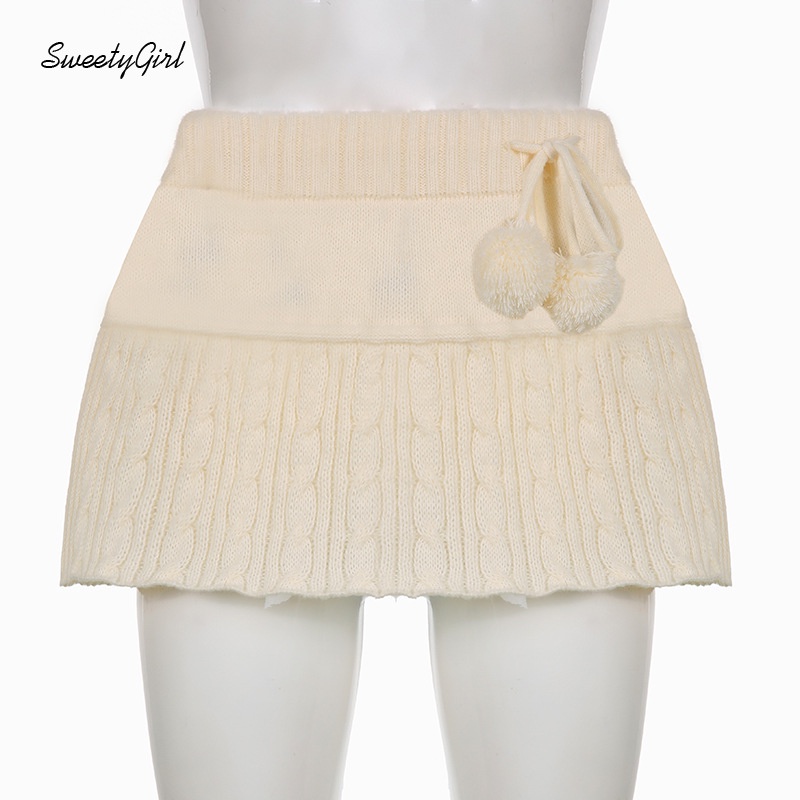 Chân Váy Dệt Kim Mini Lưng Cao Màu Trơn Thời Trang Đường Phố Cho Nữ