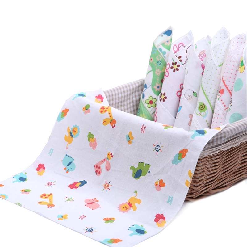 Khăn Cotton Mềm Mại Họa Tiết Dễ Thương Dành Cho Bé