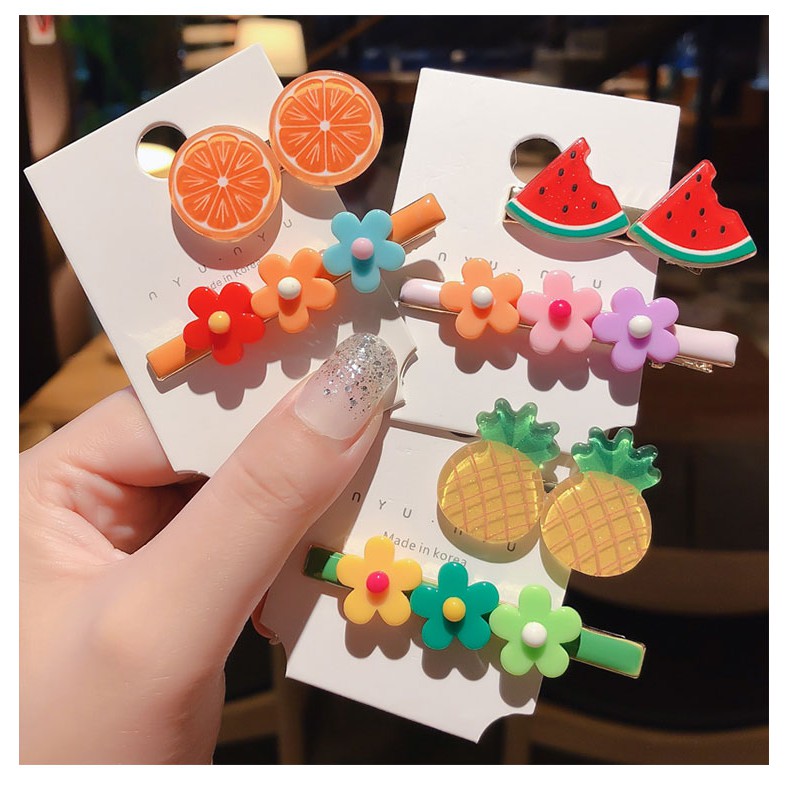 Set kẹp tóc phối hình trái cây phong cách Hàn Quốc đáng yêu