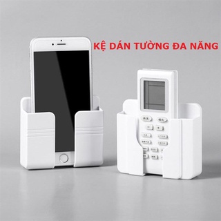 Giá đỡ điện thoại dán tường bằng nhựa - kệ để điện thoại, điều khiển tặng kèm miếng dán