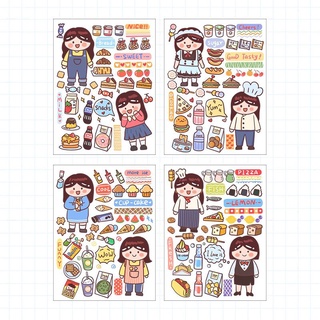 Set 4 miếng dán trang trí sổ sách đồ dùng đáng yêu