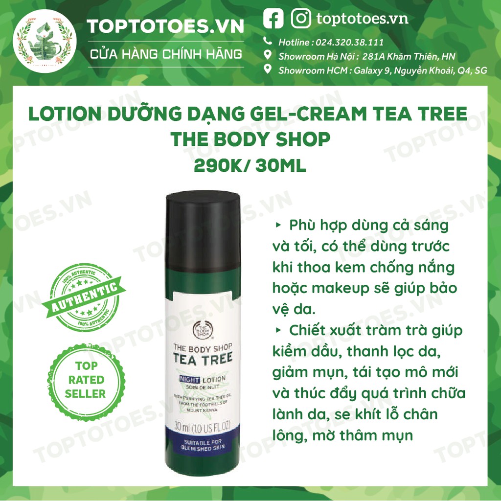 Lotion dưỡng The Body Shop Tea Tree Night Lotion kiềm dầu, ngừa viêm, bảo vệ da dầu mụn