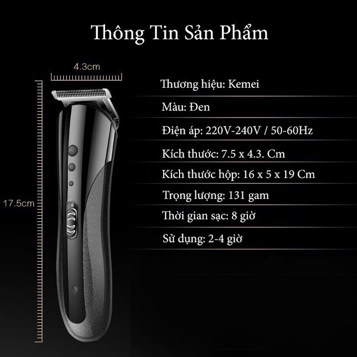 ✅Tặng Kéo✅Tông Đơ,Tăng Đơ Chính Hãng Kemei KM-1407 Cắt Tóc, Cạo Râu, Tỉa Lông, Bảo Hành 6 Tháng