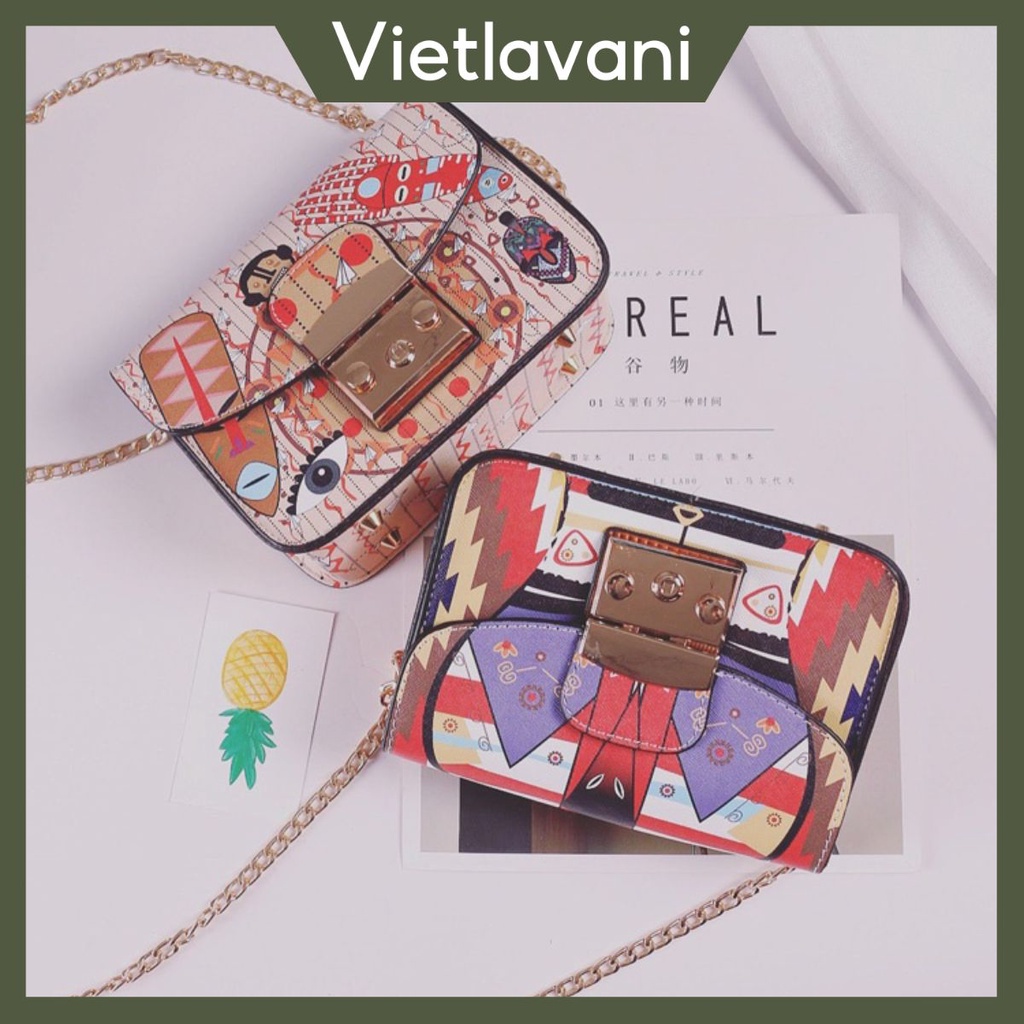 Túi đeo chéo cá tính phối màu trẻ, thanh lịch dễ phối đồ