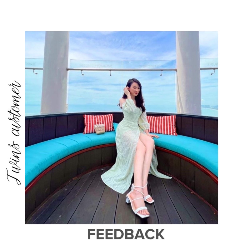 Set váy maxi trễ vai cut eo set rời có lót quần (Maya baby green set)