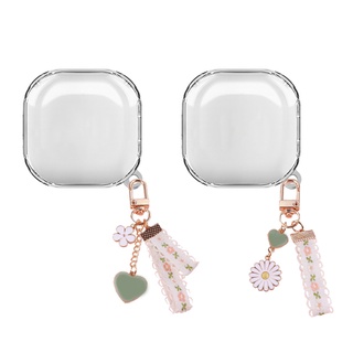 Vỏ Bảo Vệ Hộp Sạc Tai Nghe samsung galaxy buds live & buds fe / buds pro Bằng Silicon Trong Suốt Có Móc Khóa Thời Trang Hàn Quốc