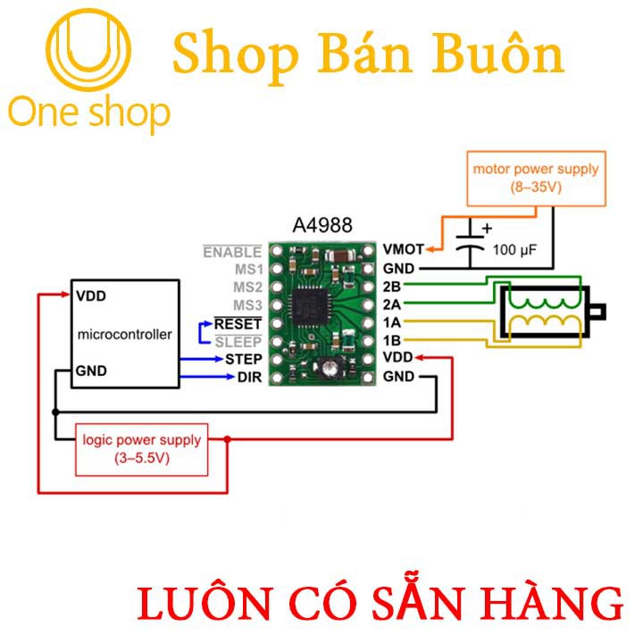 Module Điều Khiển Động Cơ Bước Máy In 3D A4988 Reprap V2