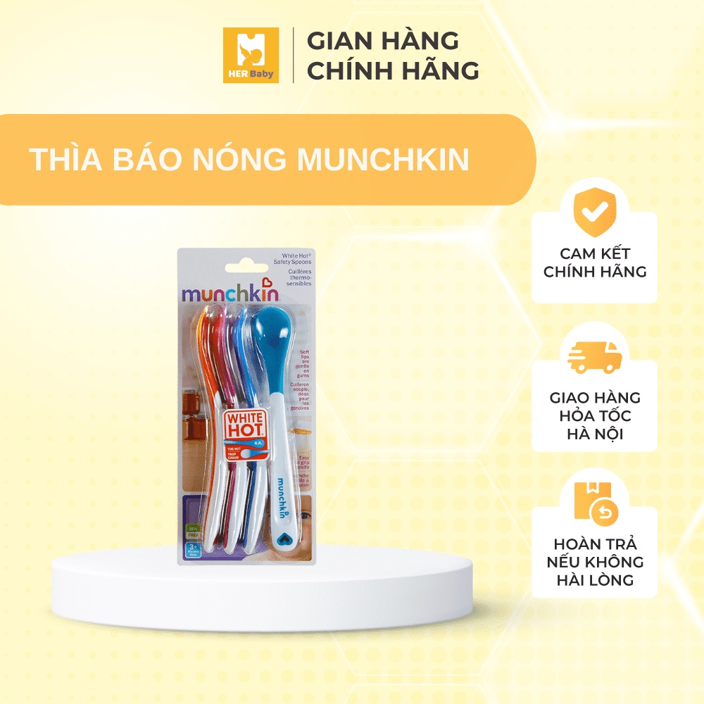 Bộ thìa ăn dặm báo nóng chính hãng Munchkin an toàn tuyệt đối, chuyển màu cảnh báo  - Herbaby