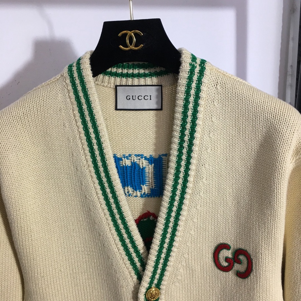 Áo khoác len cardigan thời trang cao cấp Gucci GC phong cách trẻ trung