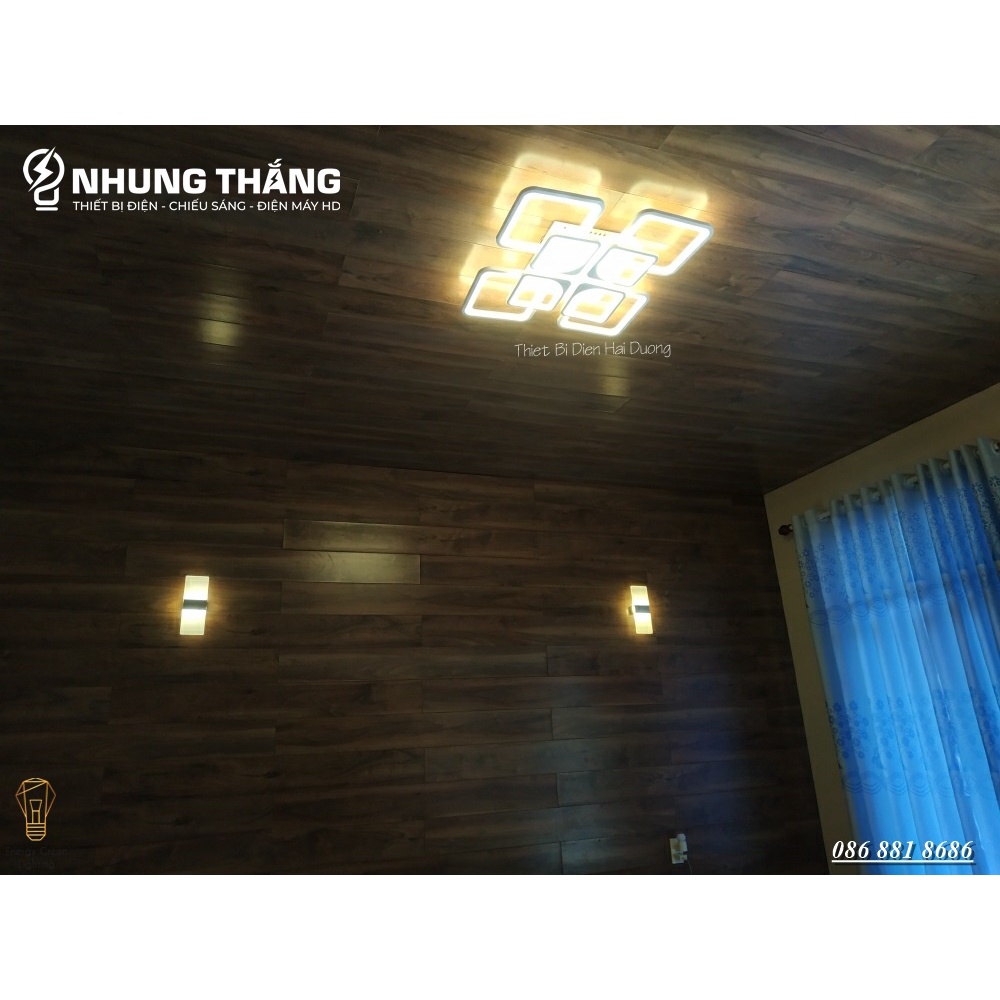 Đèn LED ốp trần Decor 8 Ô vuông NT028 - 3 Chế Độ Ánh Sáng - Tăng Giảm Ánh Sáng - Điều Khiển Từ Xa - Bảo Hành 1 Năm