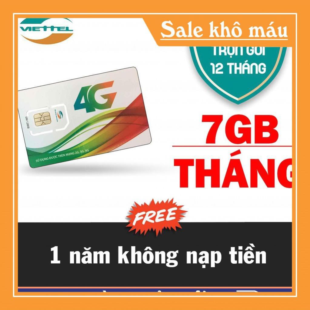 Sim D900 VIETTEL trọn gói 1 năm -7Gb data/ tháng, không cần nạp tiền