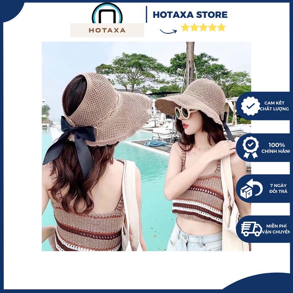 Mũ cói, mũ đi biển hở chóp siêu xinh Có Nơ Hot 2022