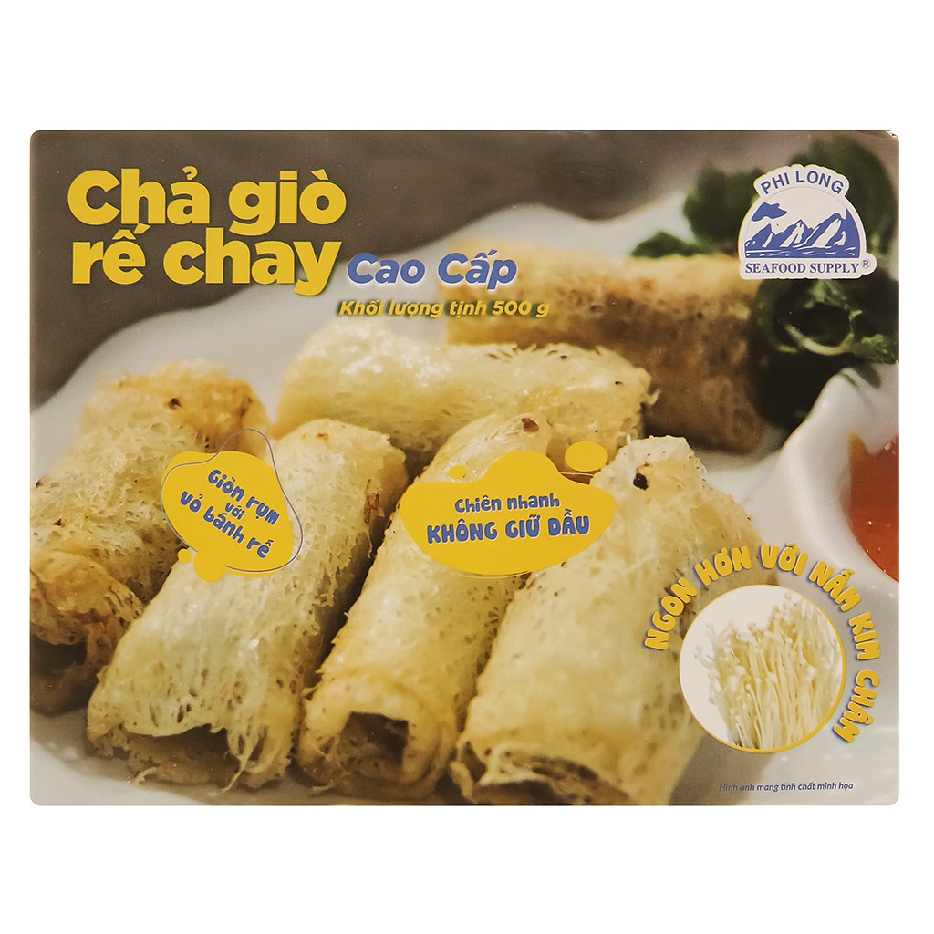 Chả giò chay cao cấp nấm kim châm Phi Long hộp 500g