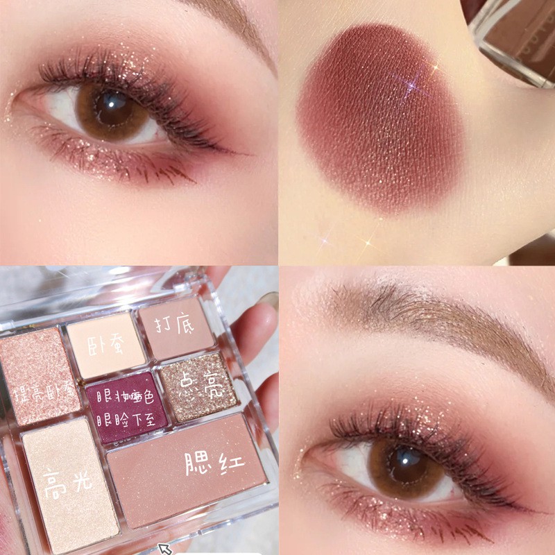 (Hàng Mới Về) Bảng Phấn Mắt Chín Màu Lấp Lánh Nhung Mịn Matte/Shimmer má hồng trang điểm mắt mĩ phẩm nội địa trung | BigBuy360 - bigbuy360.vn