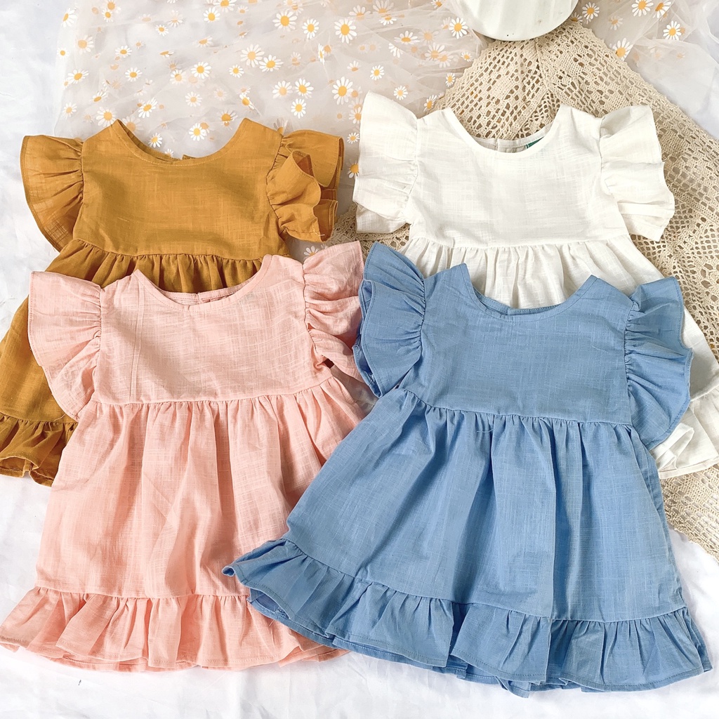 Váy bé gái tay bồng Dewkids, Váy tết bé gái vải mềm mịn cao cấp