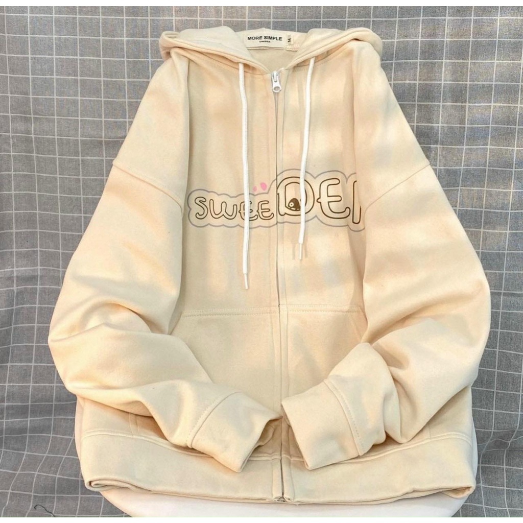 Áo Khoác Hoodie nam nữ chất Nỉ Ngoại Form Rộng Khóa Kéo In Chữ SweeDer Nón Trùm Đầu Unisex