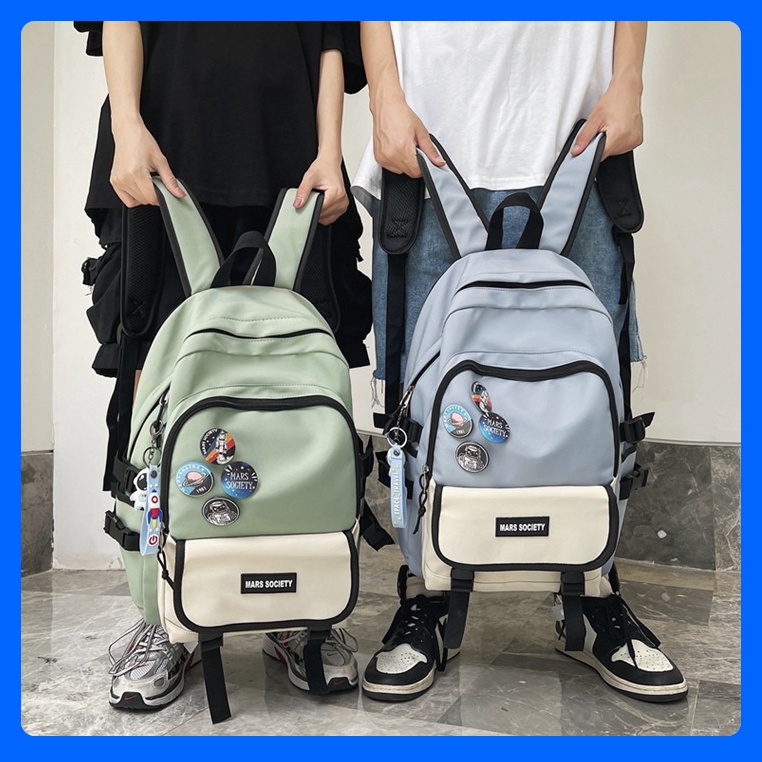 Cặp sách cỡ lớn nam nữ TẶNG STICKER phong cách basic cá tính - Balo đi học, đi làm nhiều ngăn chống nước Society đẹp độc