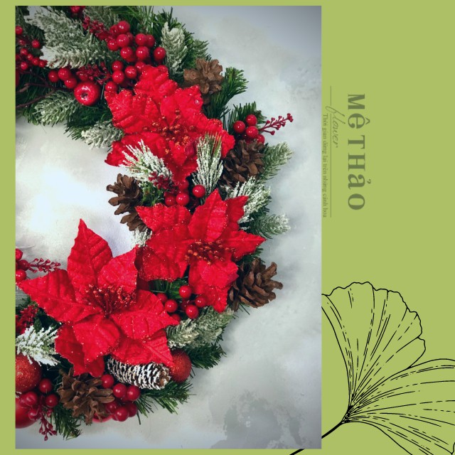 (Giá Tại Xưởng) Vòng Nguyệt Quế Noel Trang Trí Giáng Sinh, Decor Phòng Khách, Shop, Studio của Mê Thảo Flower