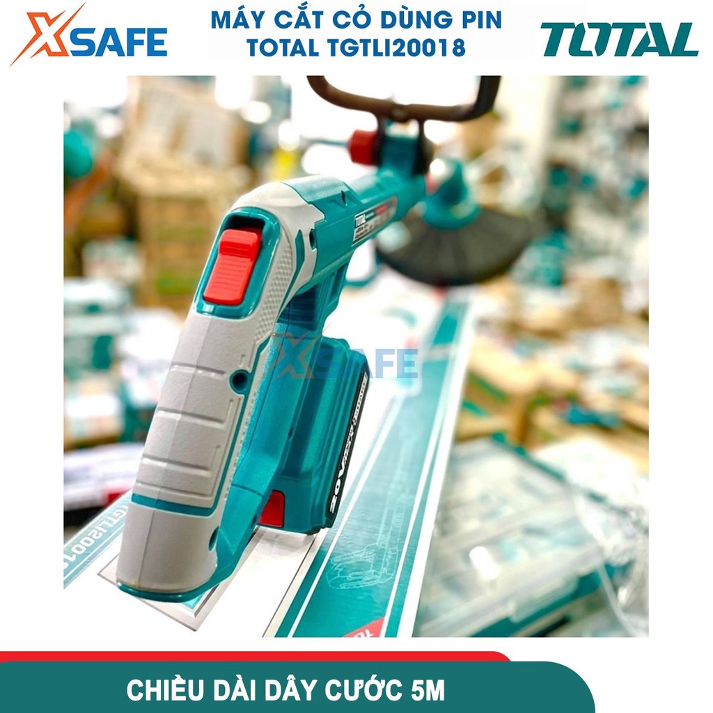 Máy cắt cỏ dùng pin 20V TOTAL TGTLI20301 đường kính cắt 300mm, máy cắt cỏ dây cước 1,6mm xoắn, đường kính cắt 300mm