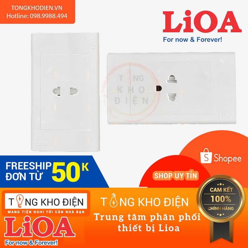 [CHÍNH HÃNG] Mặt 1 ổ cắm LiOA (âm tường + lắp nổi)