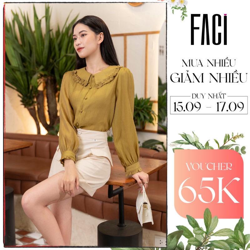Áo Sơ Mi Công Sở Aline Shirt Phối Cổ Bèo Nữ Tính, Áo Dáng Suông Vải Tơ Hàn Cao Cấp Sang Chảnh FA124