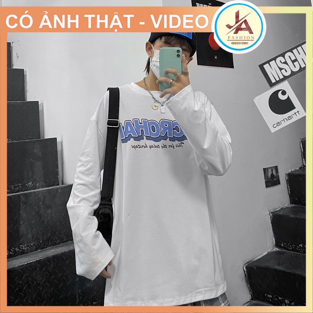 Áo thun tay dài form rộng  in chữ HCROHAI, áo sweater Unisex nam nữ phong cách ulzzang JASHOP | BigBuy360 - bigbuy360.vn