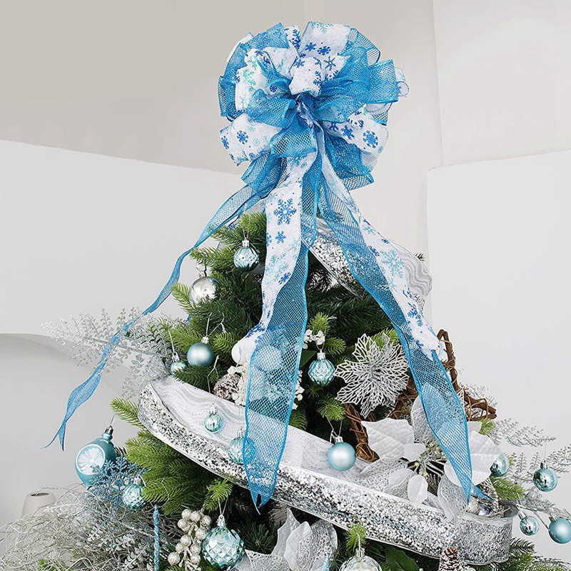 Christmas Ornaments with Sparkling Ribbon,for Christmas(Blue)