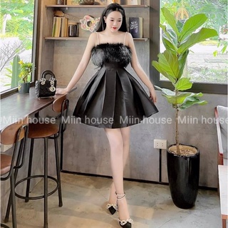 Váy 2 dây ngọc tapta phối lông
