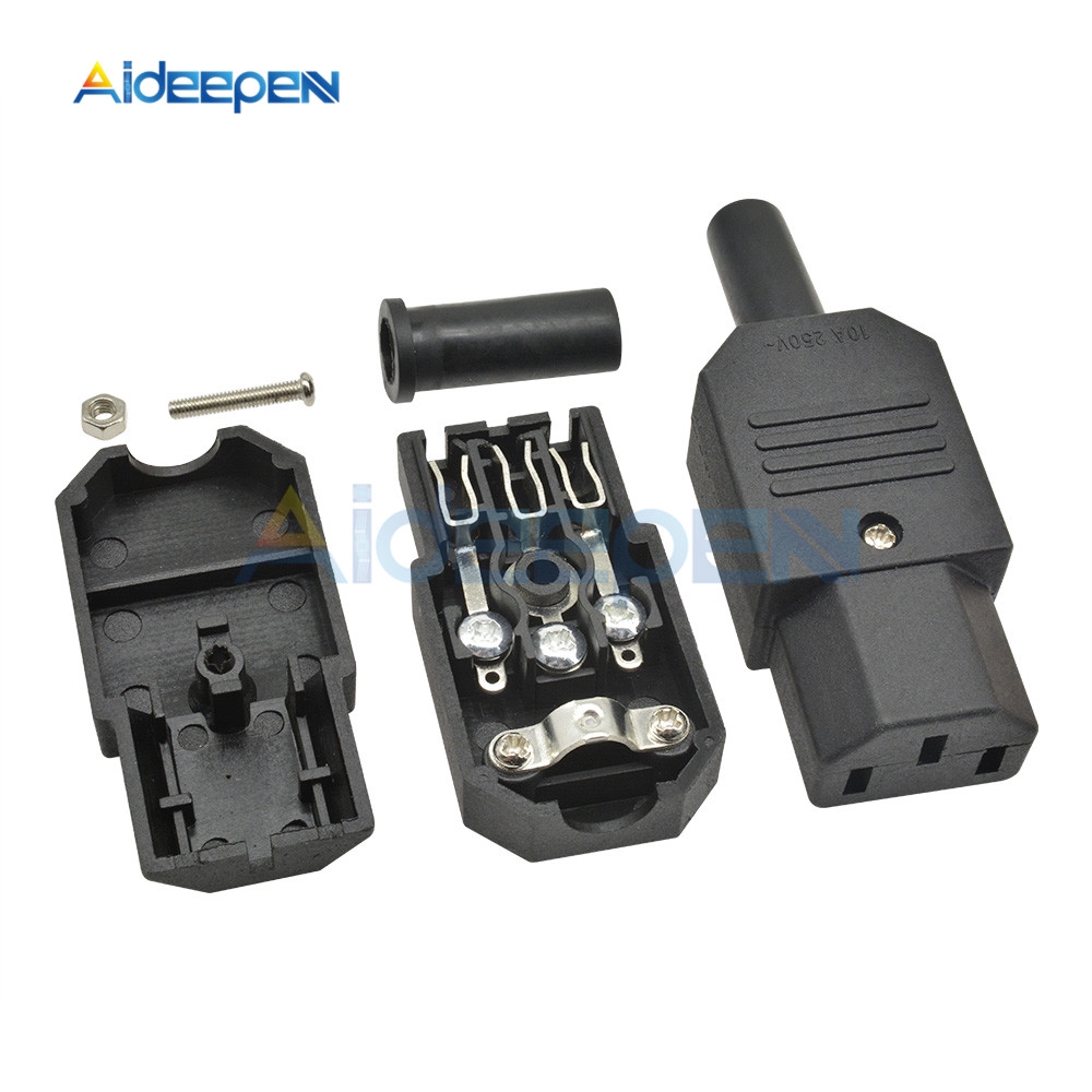 5PCS/Lot AC-013A AC 250V 10A Female Power Adapter 3 Terminals IEC320 C13 AC Power Connector 3 Pins Iron Core