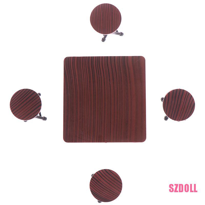 Bàn Ghế Xếp mini Tỉ Lệ 1:12 Cho Nhà Búp Bê SZDOLL6 Với 4 Ghế Đẩu