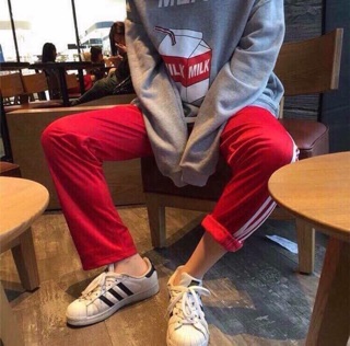 Quần 3 sọc đỏ suông hình thật chụp