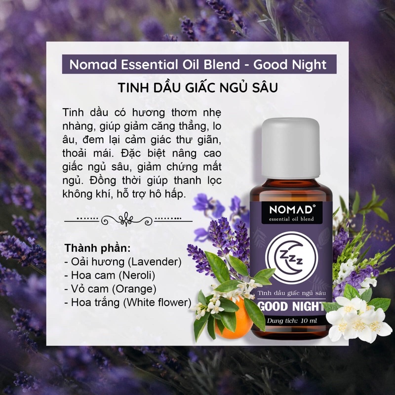 Tinh dầu Ngủ Ngon Thư Giãn Nomad Essential Oils Blend Good Night 10/50ml