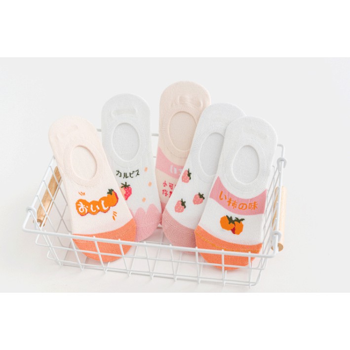 Vớ tất cổ ngắn, tất lười nữ nửa bàn chân vải cotton co giãn thêu hoạ tiết xinh xắn TC84 - VHT SHOP
