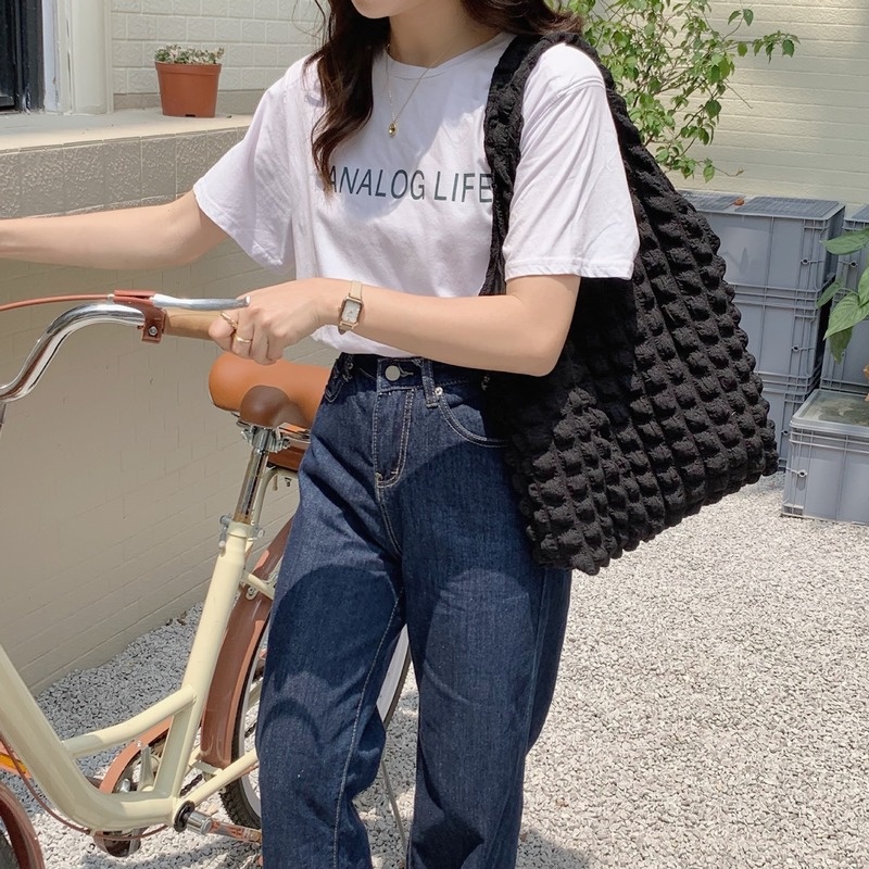 Túi Xách Tay Đeo Vai Bằng Vải Bạt In Hoa Đám Mây Đơn Giản GYLXB357