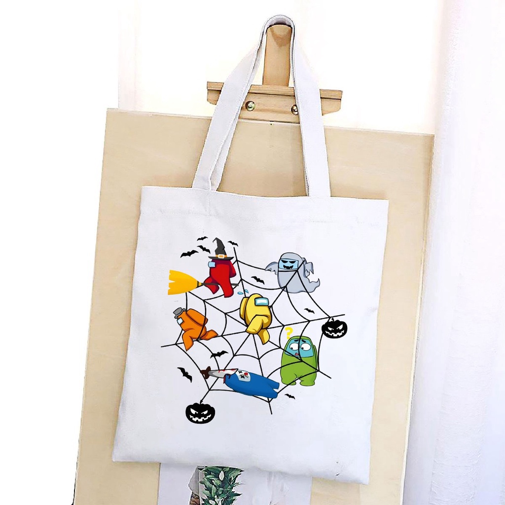 BST TÚI VẢI IN Among Us 1 ĐEO VAI TOTE CANVAS BAG CÓ KHÓA KÉO SIZE LỚN 33x38cm AOMIVN PHONG CÁCH CÁ TÍNH HOT TREND NHIỀU