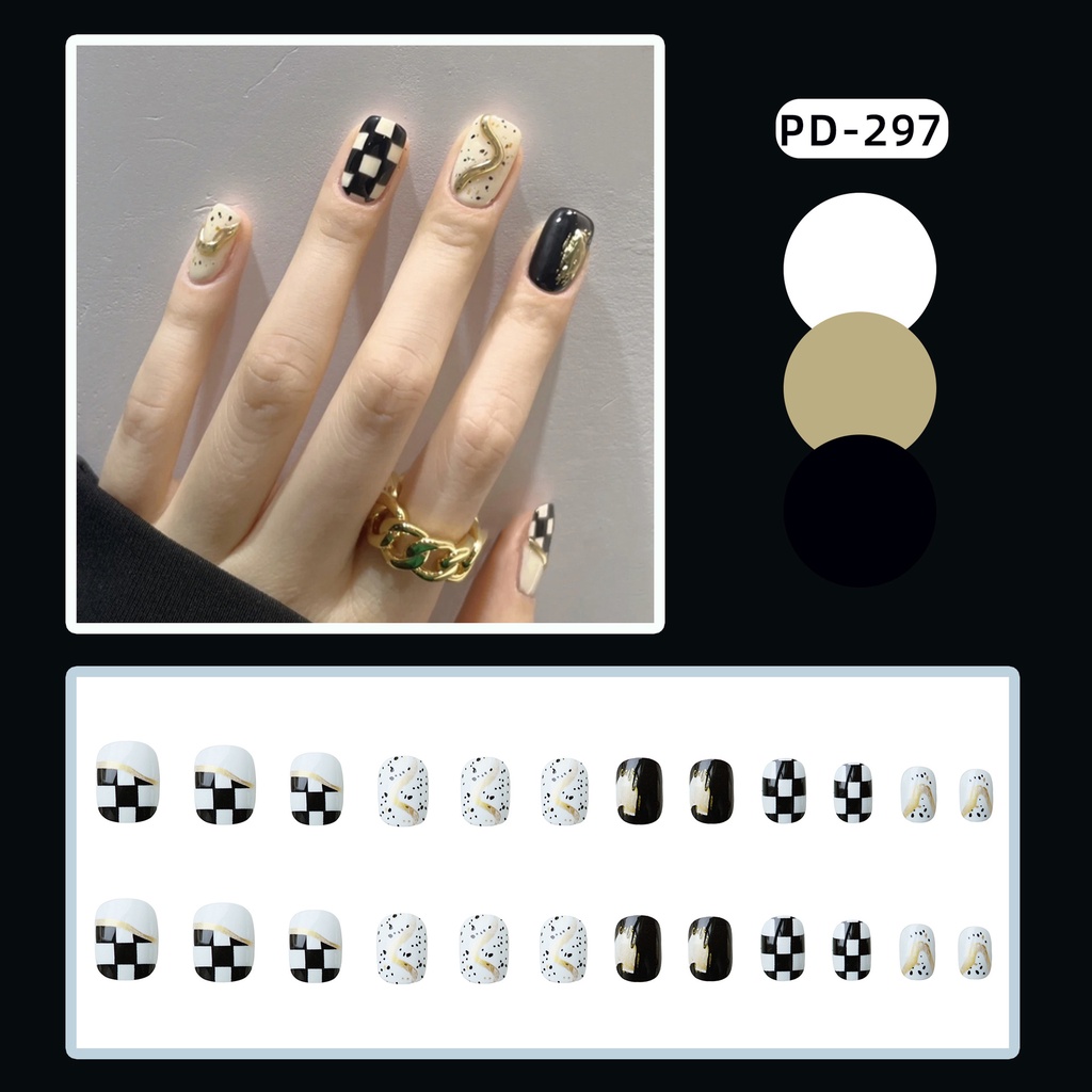 Set 24 móng tay giả đẹp thời trang Jojo PD297 móng giả rẻ đẹp có keo dán tự làm tại nhà