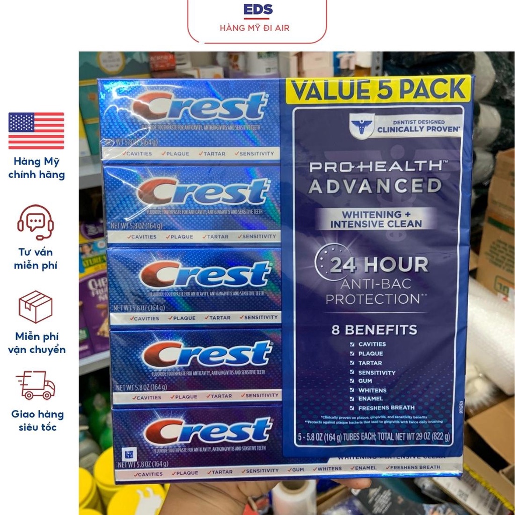 Kem đánh răng Crest date 2026 Pro-Health Advanced Whitening - EDS Hàng Mỹ