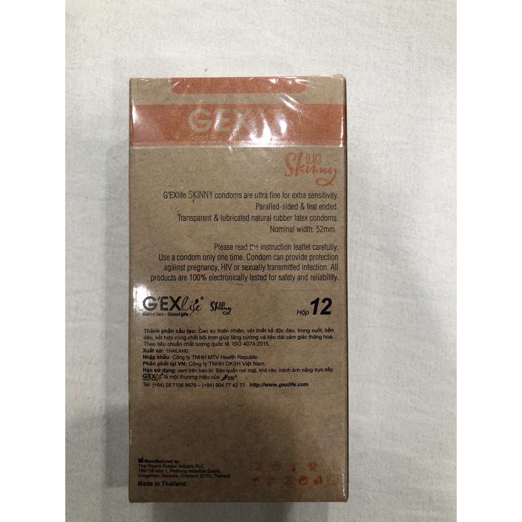 Bao cao su Gexlife Skinny 12 condoms