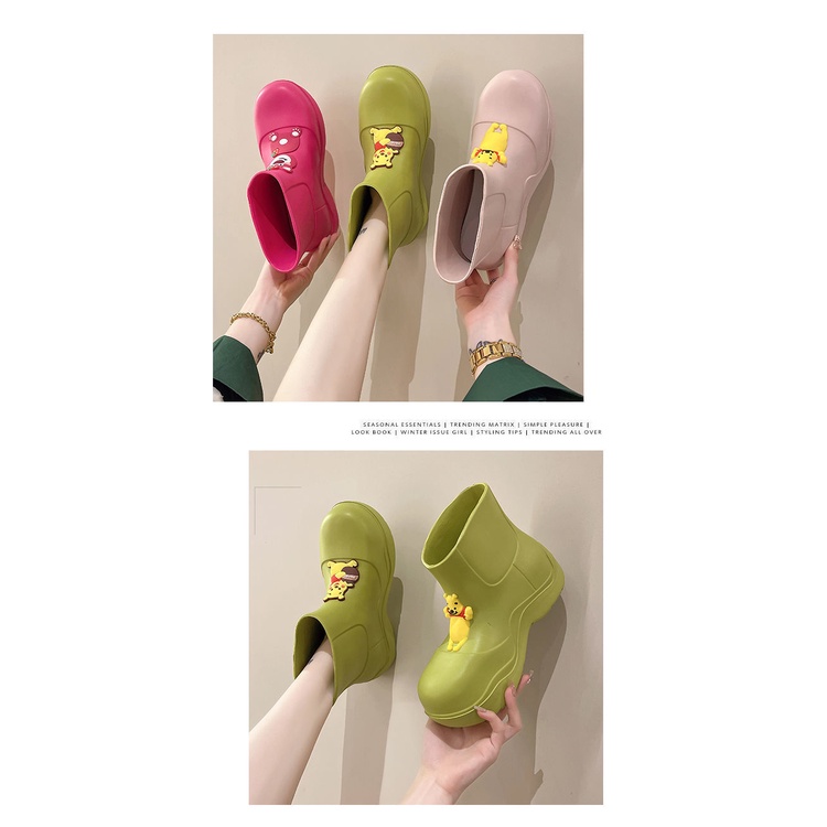 Ủng Đi Mưa Chống Trượt Chống Thấm Nước In Hình Gấu Dễ Thương Thời Trang Mùa Hè Cho Nữ