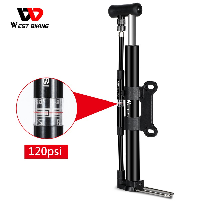 Ống Bơm West Biking Di Động Mini Dùng Chân Cho Xe Đạp 120psi