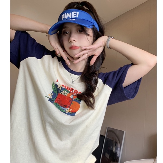 Áo thun ngắn tay Peppermint 52260 in họa tiết thời trang mùa hè Hàn Quốc cho nữ