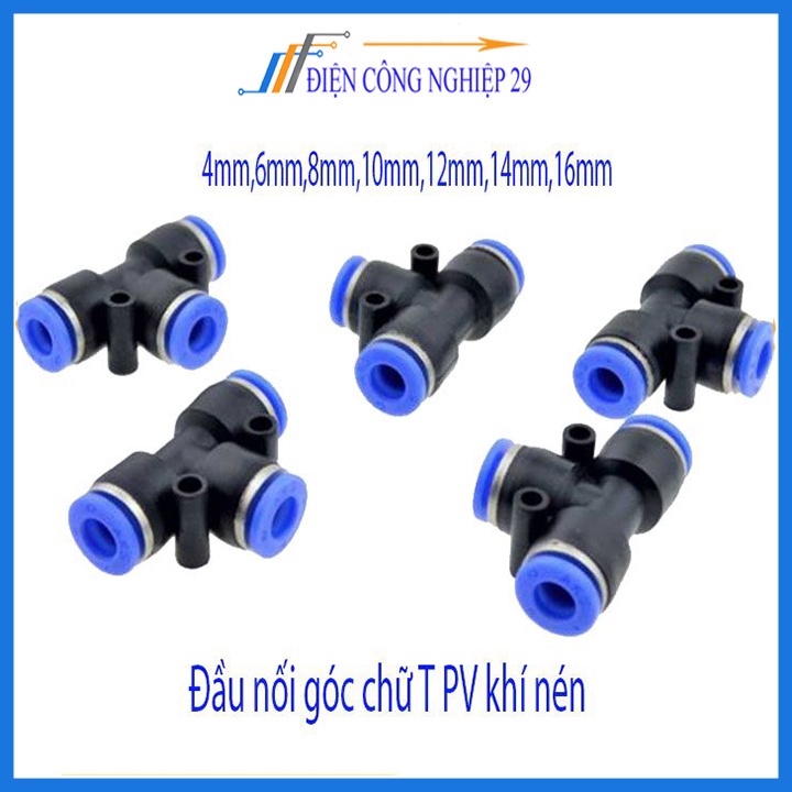 Đầu nối chữ T cho hệ thống phun sương,khí nén đầy đủ kích thước 4mm,6mm,8mm ,10mm,12mm,14mm,16mm