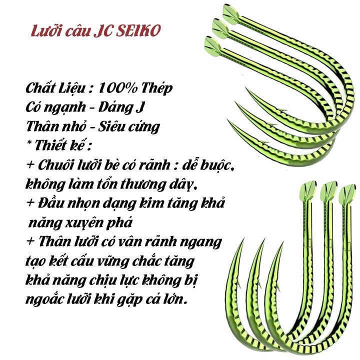 Lưỡi Câu Cá CJ Seiko Vảy Rồng Có Ngạch Lưỡi Câu Đài Săn Hàng Siêu Bén Chất Liệu Cao Cấp