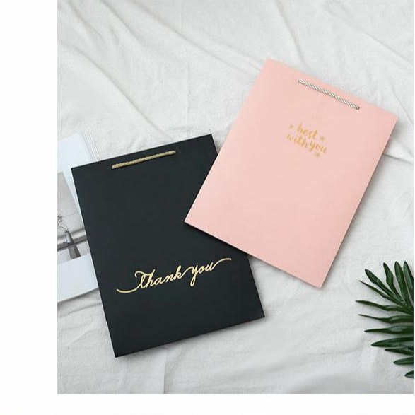 Túi giấy đựng quà tặng size lớn 25*12*33cm đơn sắc In chữ Thank you / Best with you sang trọng (Q227)