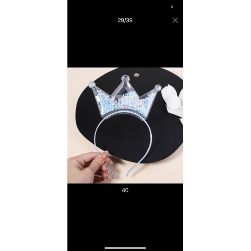 Băng đô cài tóc vương miện trong suốt ánh nhũ dễ thương cho bé gái