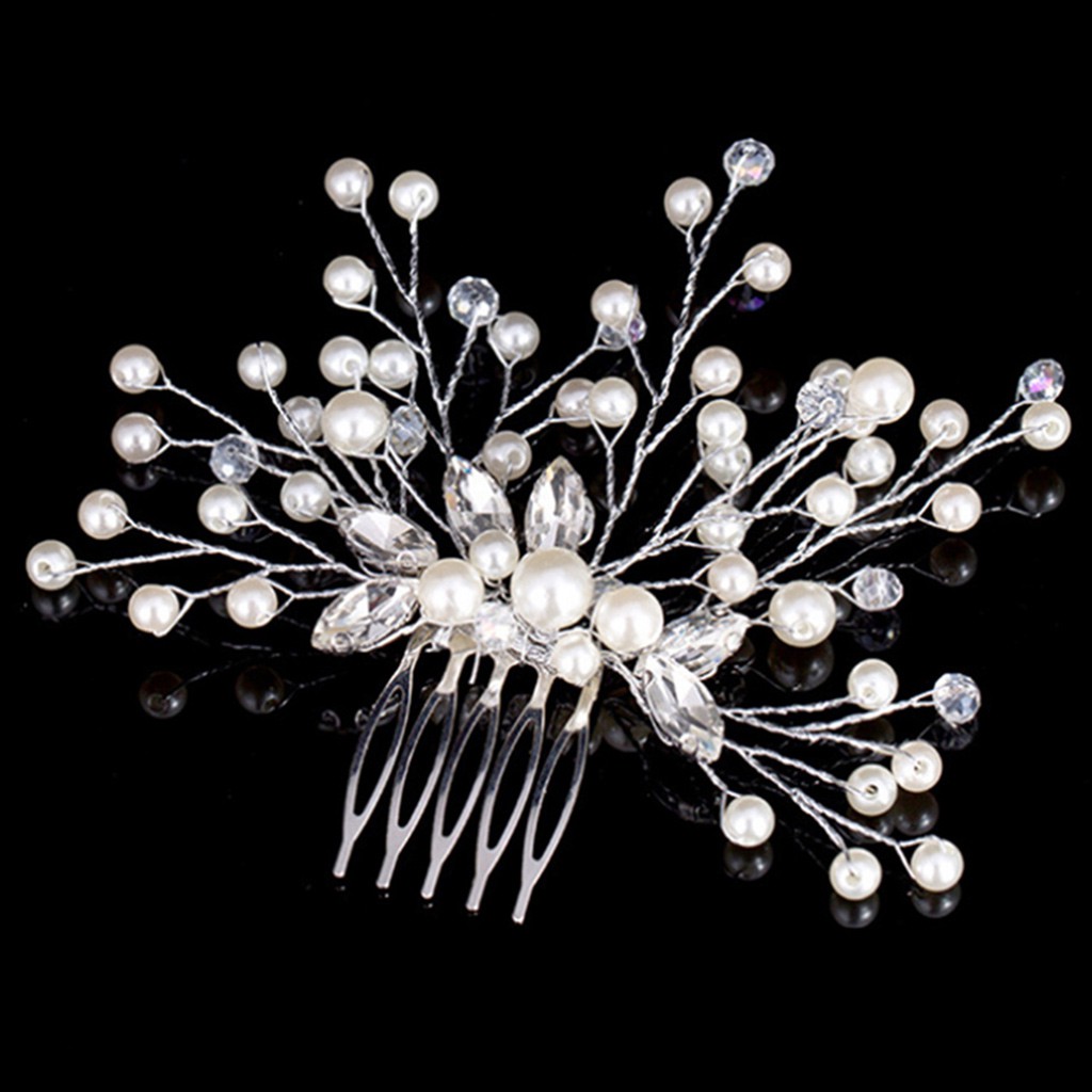 Lược cài tóc cô dâu đính hạt ngọc trai xinh xắn