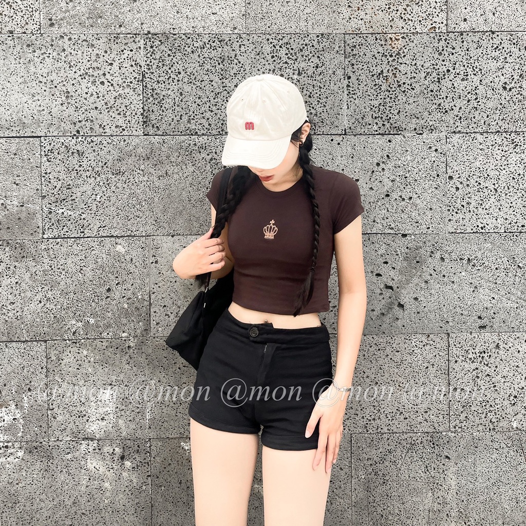 Áo Croptop Nữ Mon, Thêu Hình Vương Miện SS03581
