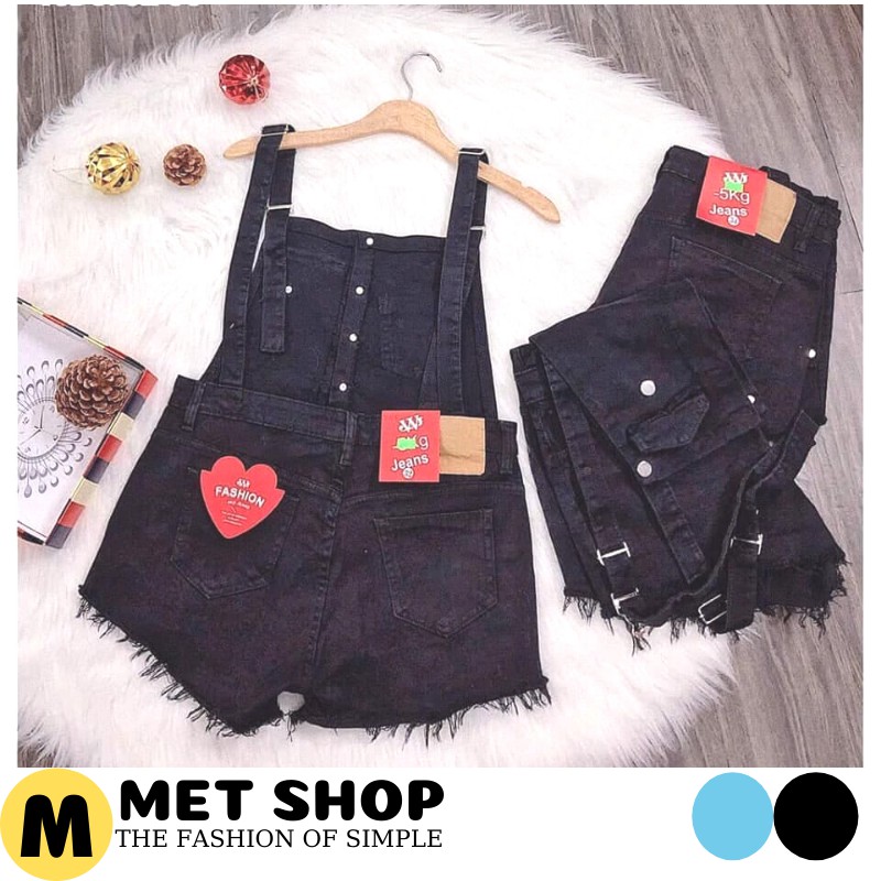 (QUÀ TẶNG NƯỚC XẢ VẢI) Quần yếm bò dáng ngắn rách gấu thời trang Ulzzang. Yếm short jeans nữ Basic cá tính.