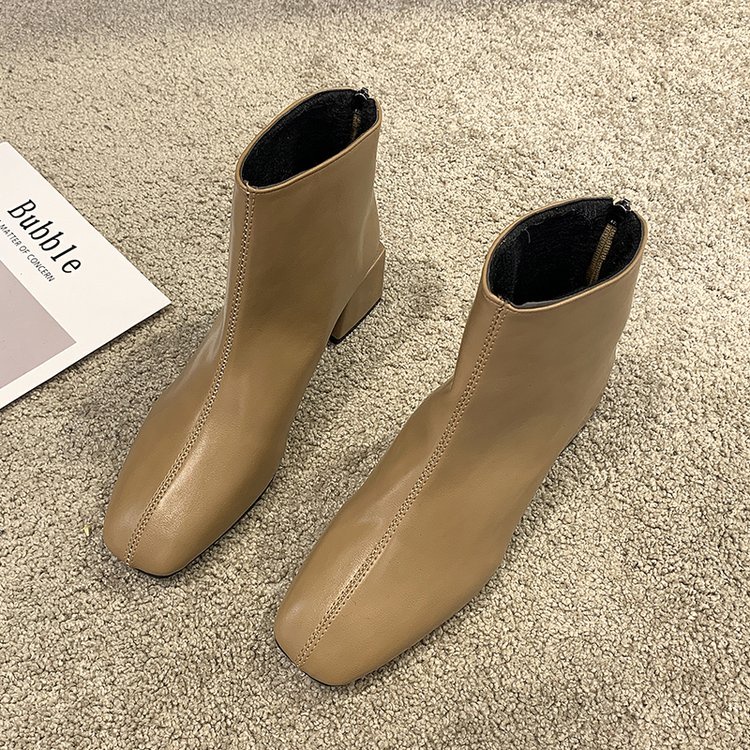 Giày bốt mũi vuông màu trơn thời trang cho nữ | BigBuy360 - bigbuy360.vn